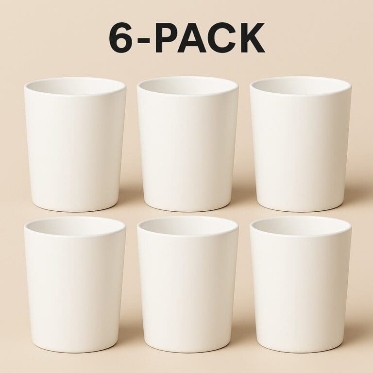 Recipiente din Sticla pentru Lumânări | 220ml | 6 buc | Alb Lucios