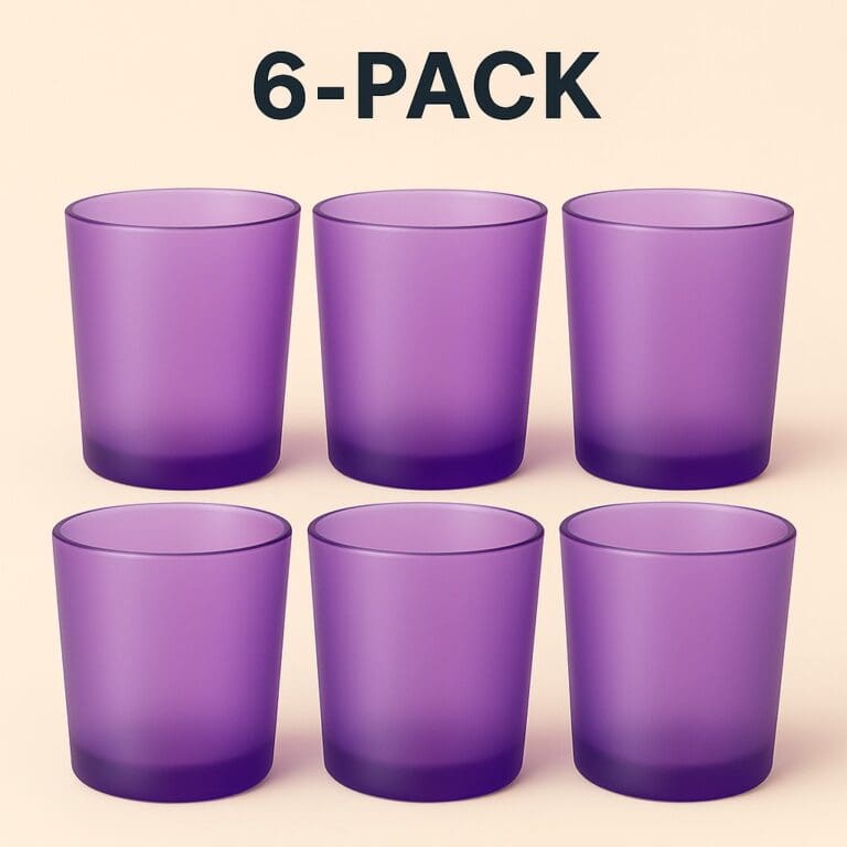 Recipiente din Sticla pentru Lumânări | 220ml | 6 buc | Mov Frosted