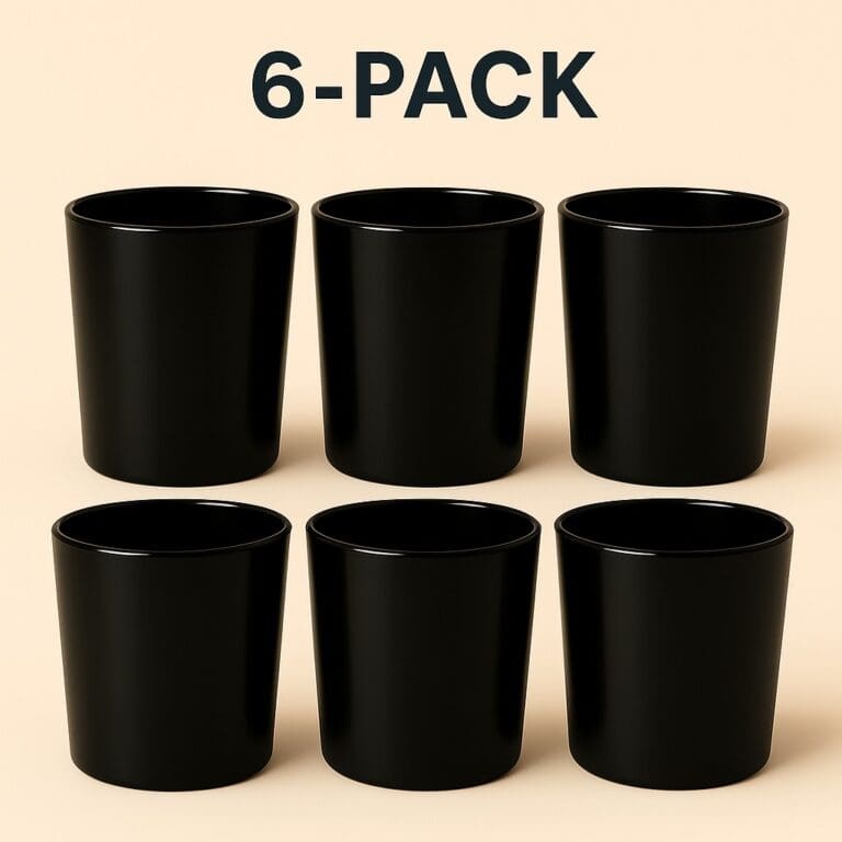 Recipiente din Sticla pentru Lumânări | 220ml | 6 buc | Negru Lucios