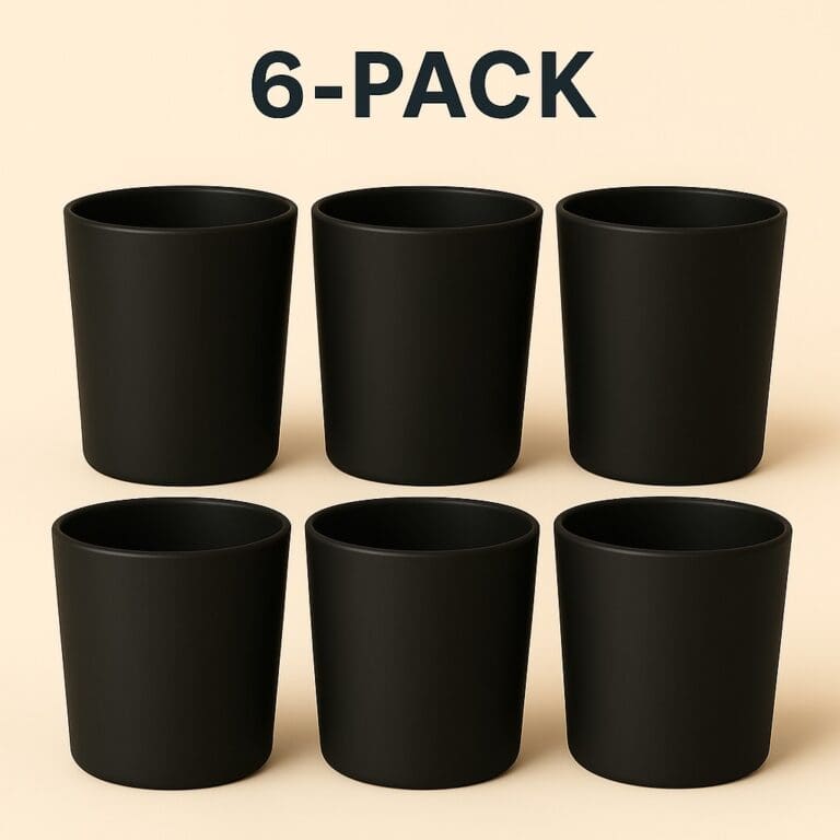 Recipiente din Sticla pentru Lumânări | 220ml | 6 buc | Negru Mat