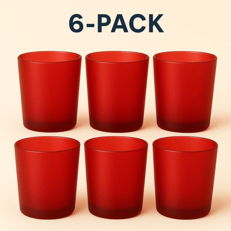 Recipiente din Sticla pentru Lumânări | 220ml | 6 buc | Roșu Frosted