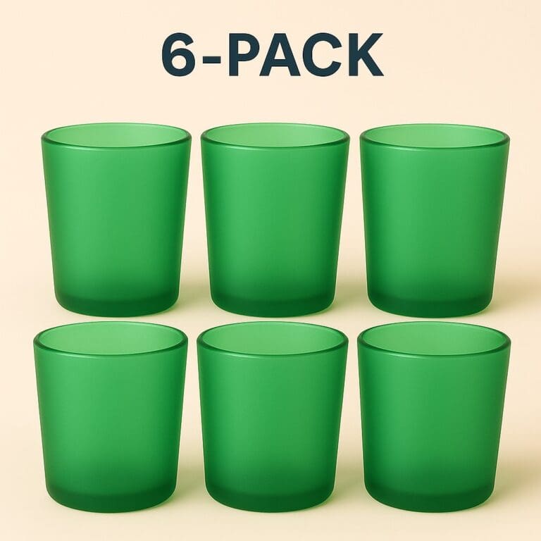 Recipiente din Sticla pentru Lumânări | 220ml | 6 buc | Verde Frosted