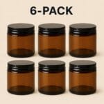 Recipiente din Sticla pentru Lumânări | 100ml | 6 buc | Ambra | Capac aluminiu
