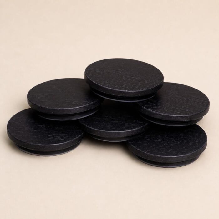Capace din lemn negru - Diametru 7cm | 6 buc - imagine 2