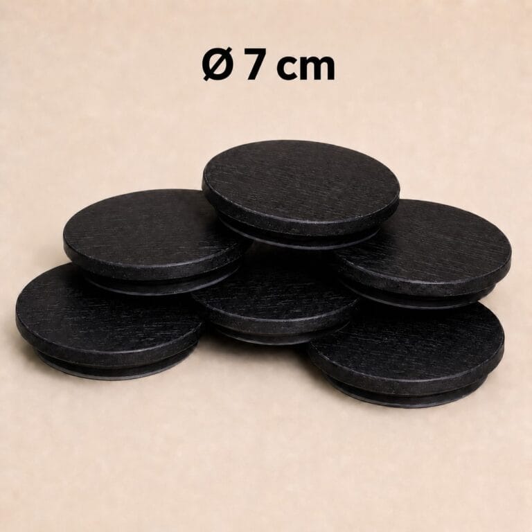 Capace din lemn negru - Diametru 7cm | 6 buc