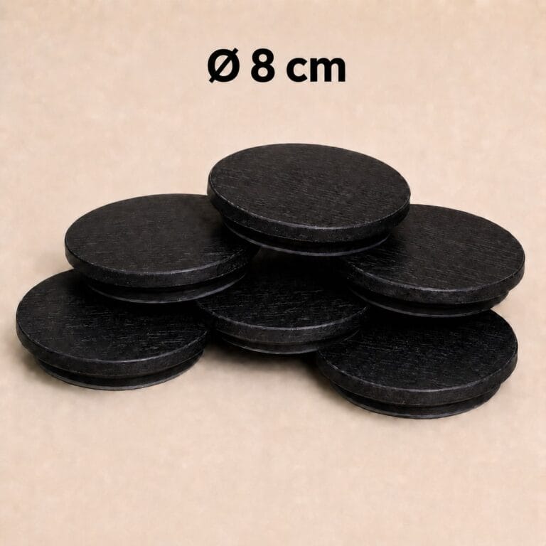 Capace din lemn negru - Diametru 8cm | 6 buc