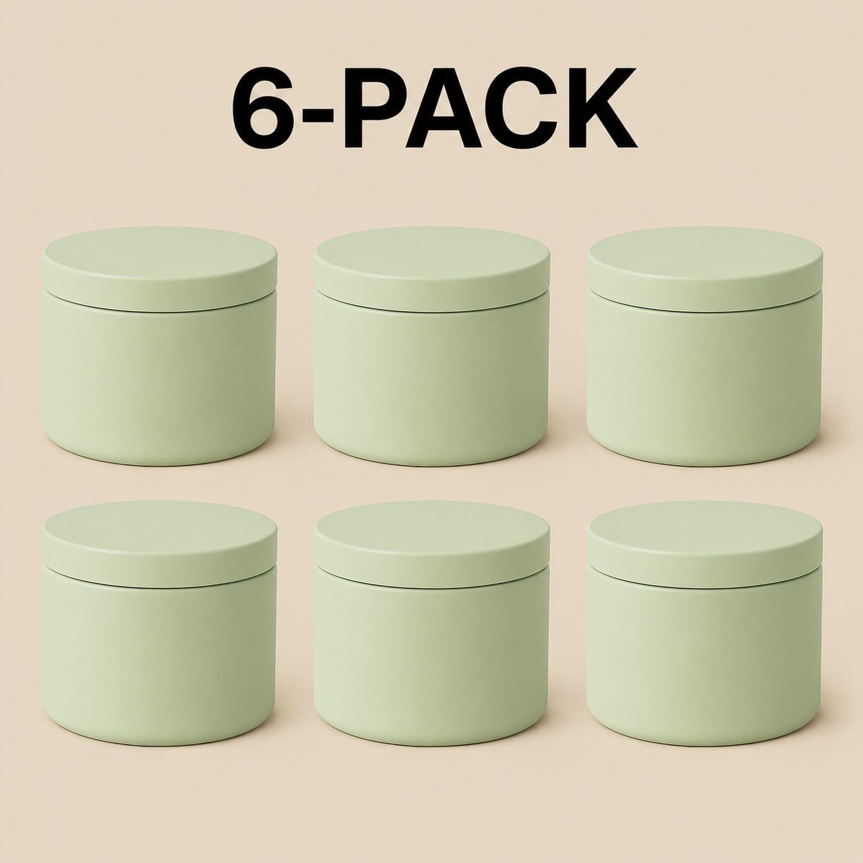 verde_6pack Recipiente Metalice pentru Lumânări | 250ml | 6 buc | Verde Pastel - imagine 1