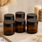 Recipiente din Sticla pentru Lumânări | 100ml | 6 buc | Ambra | Capac aluminiu - imagine 4