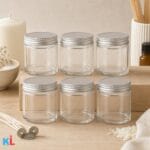 Recipiente din Sticla pentru Lumânări | 100ml | 6 buc | Transparent | Capac aluminiu - imagine 4