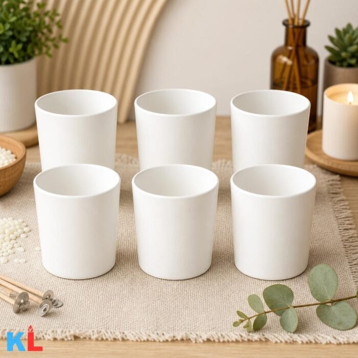 Recipiente din Sticla pentru Lumânări | 220ml | 6 buc | Alb Lucios - imagine 4