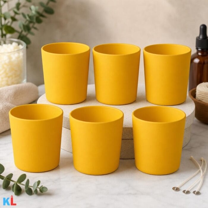 Recipiente din Sticla pentru Lumânări | 220ml | 6 buc | Galben Mat - imagine 4