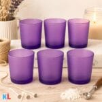 Recipiente din Sticla pentru Lumânări | 220ml | 6 buc | Mov Frosted - imagine 4