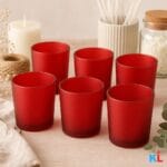 Recipiente din Sticla pentru Lumânări | 220ml | 6 buc | Roșu Frosted - imagine 4
