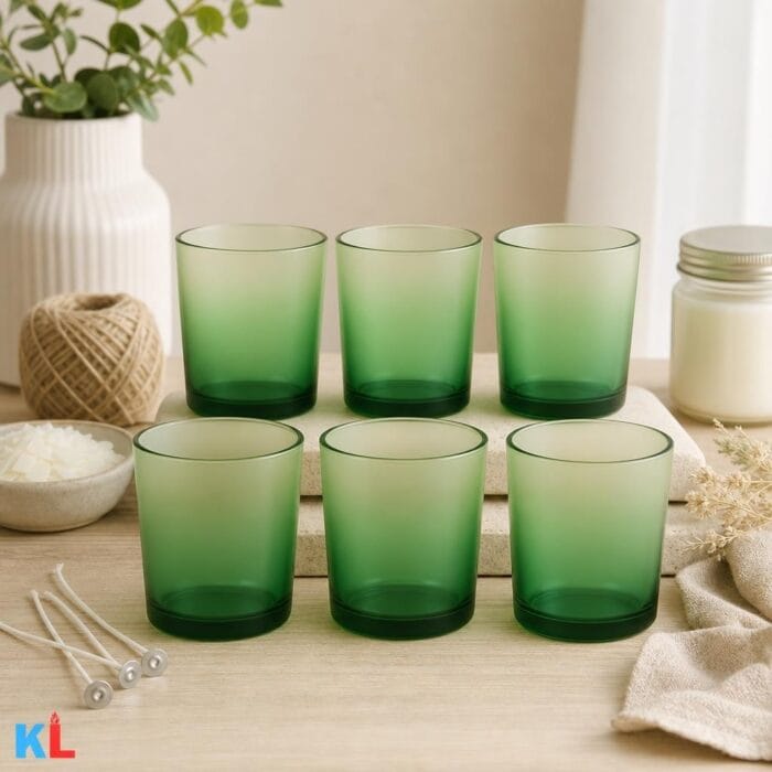 Recipiente din Sticla pentru Lumânări | 220ml | 6 buc | Verde Gradient - imagine 4