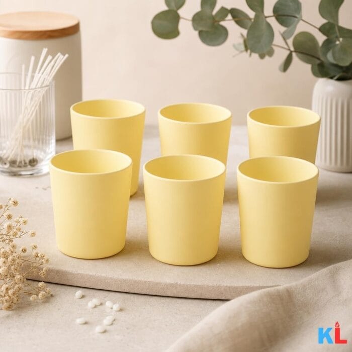 Recipiente din Sticla pentru Lumânări | 315ml | 6 buc | Galben Mat - imagine 4