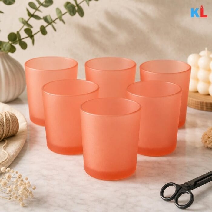 Recipiente din Sticla pentru Lumânări | 315ml | 6 buc | Roz Frosted - imagine 4
