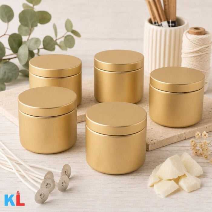 Recipiente Metalice pentru Lumânări | 120ml | 6 buc | Auriu - imagine 4