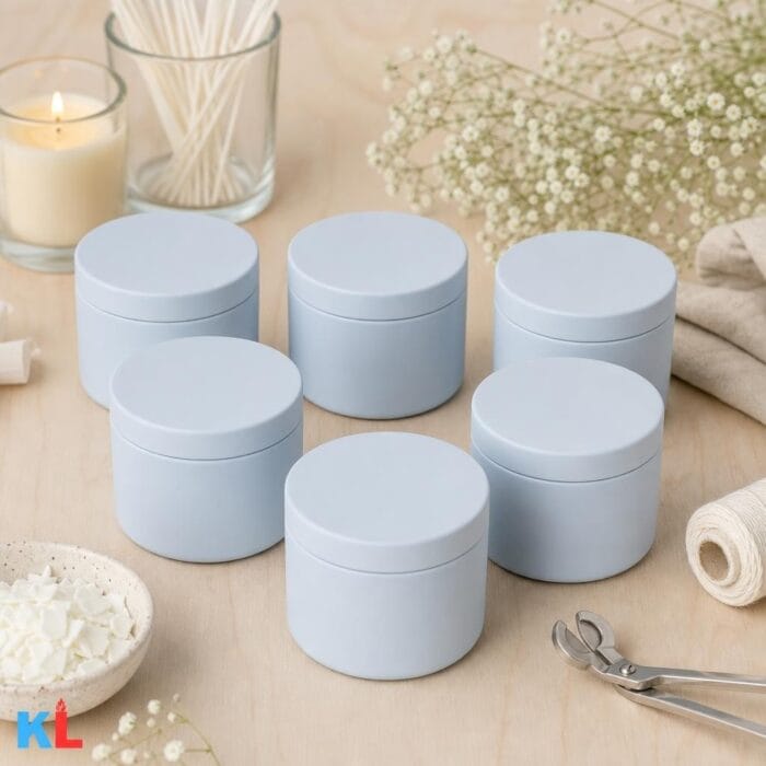 Recipiente Metalice pentru Lumânări | 120ml | 6 buc | Baby Blue - imagine 4