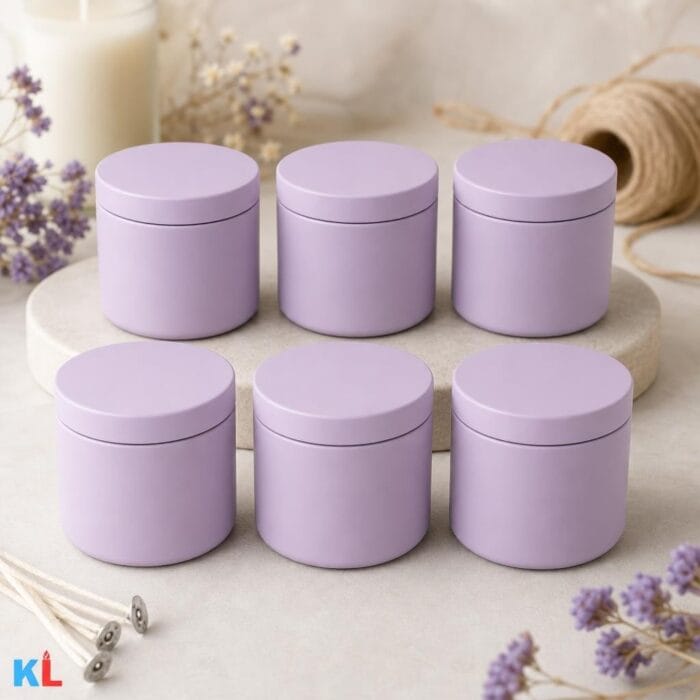 Recipiente Metalice pentru Lumânări | 120ml | 6 buc | Violet Pastel - imagine 4