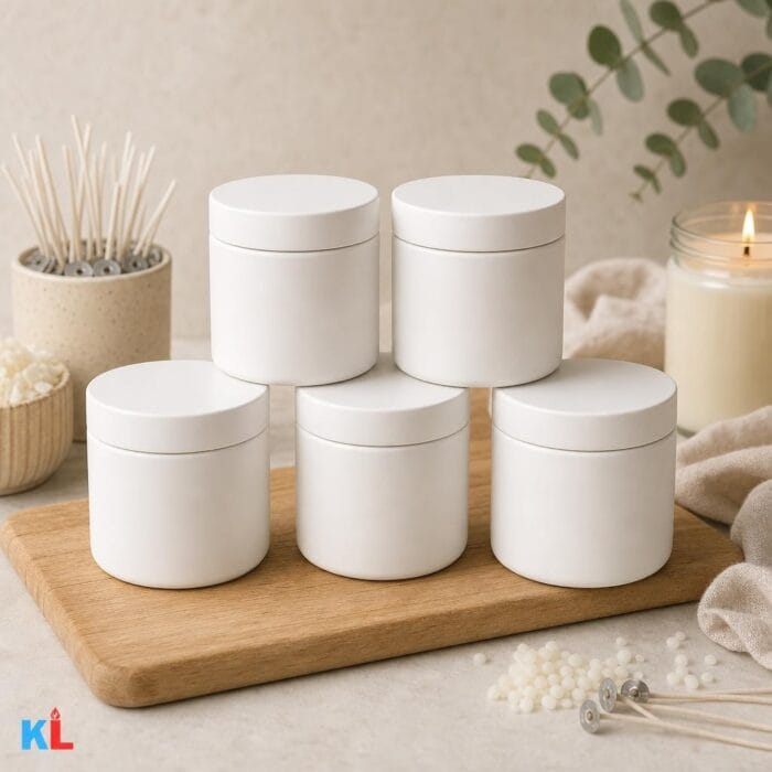 Recipiente Metalice pentru Lumânări | 250ml | 6 buc | Alb - imagine 4