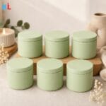 Recipiente Metalice pentru Lumânări | 250ml | 6 buc | Verde Pastel - imagine 4