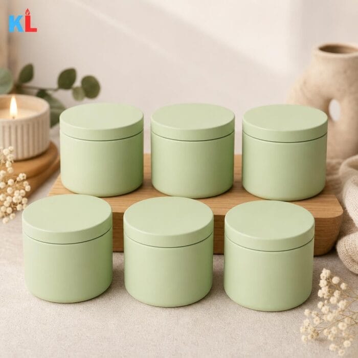 Recipiente Metalice pentru Lumânări | 250ml | 6 buc | Verde Pastel - imagine 4